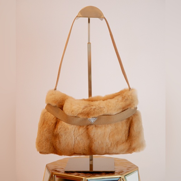 Prada Cream Mink Fur Shoulder Bag - Picture 1 of 11